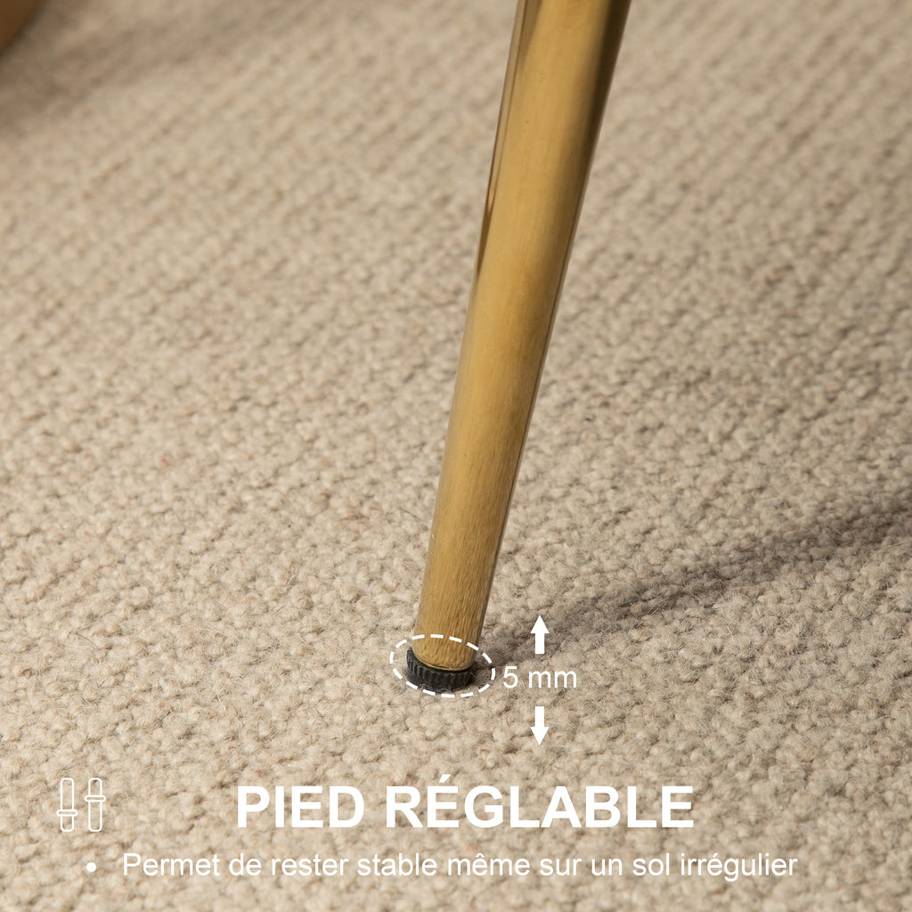 Canapé 2 places en tissu velours, petit canapé, en forme de coquillage, avec coussin épais de 10 cm, crème-6