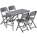 Salon de jardin extérieur table de jardin extérieure avec 4 chaises pliables table réglable en hauteur 118 cm gris foncé-0