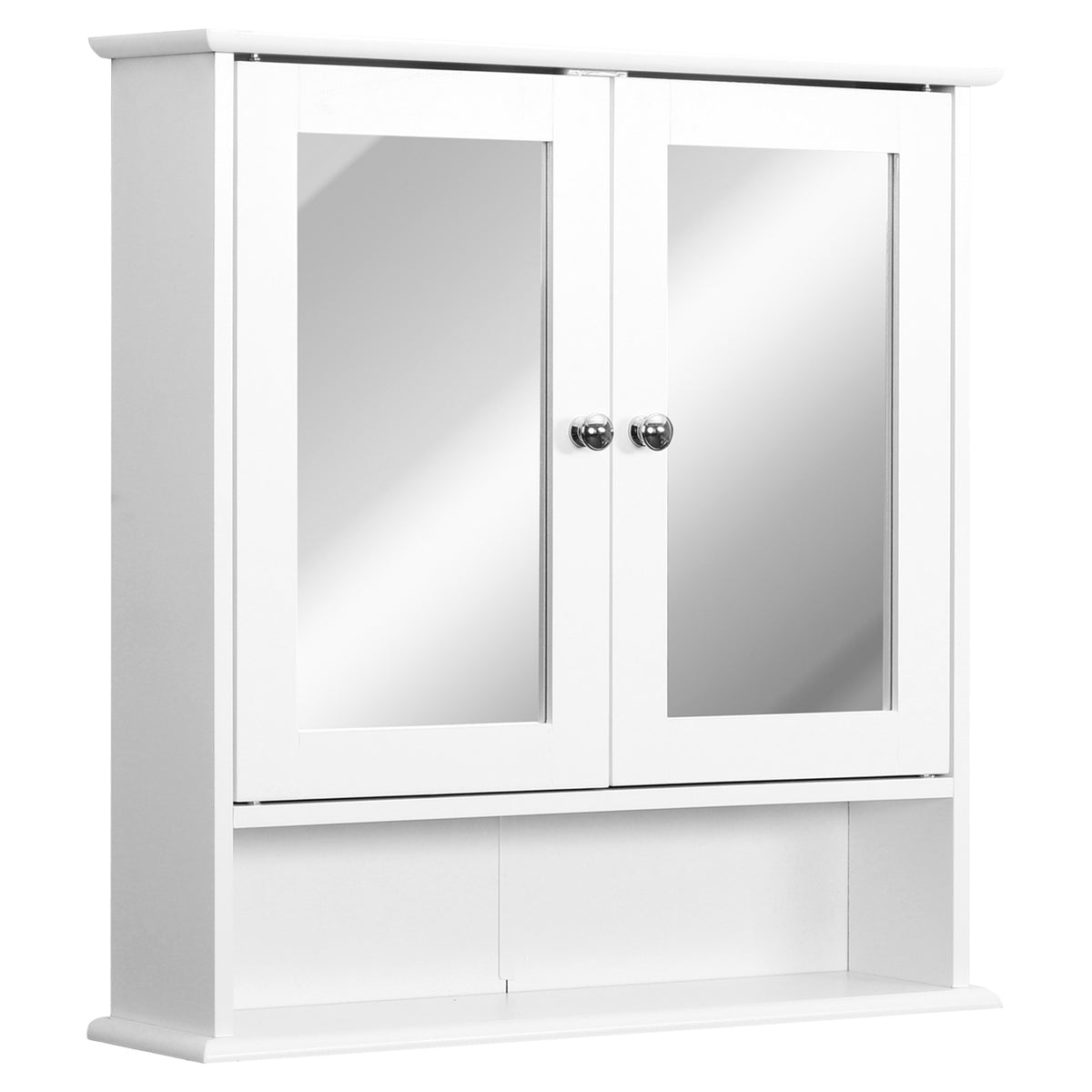 Armoire Murale étagère Salle de Bain 56L x 13l x 58H cm Double Porte Miroir étagère réglable MDF Gris-0
