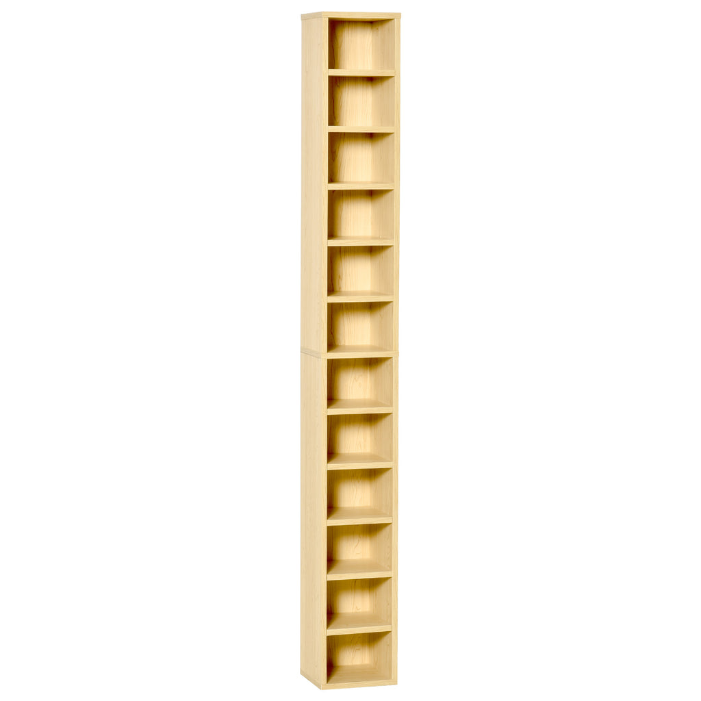 Rangements pour CD et DVD, étagère colonne de rangement, meuble de rangement bois naturel-0