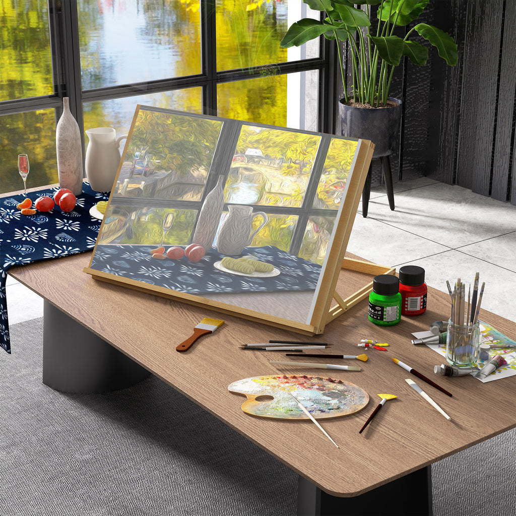 Chevalet de table en bois pour formats A2, chevalet de table réglable en bois de hêtre, 75,8x51,4x51cm, bois naturel-9