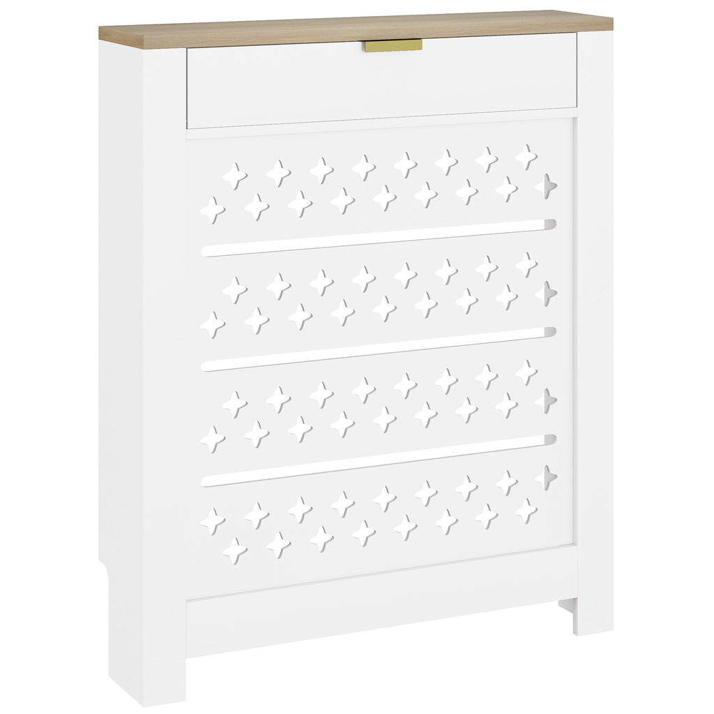 Couvercle de radiateur, cache radiateur avec placard rabattable et étagère supérieur, 78 x 19 x 95,5 cm, blanc-0