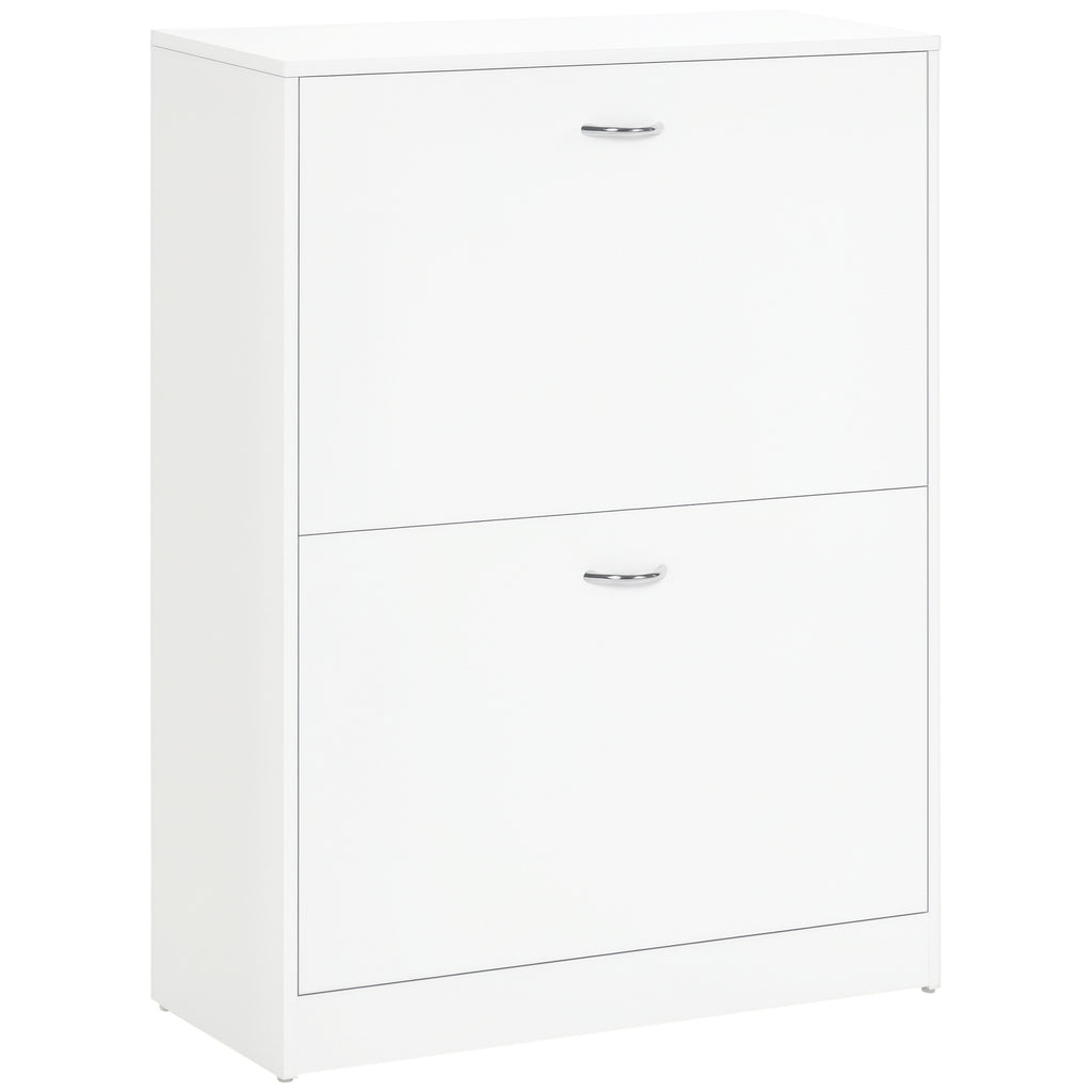 Armoire à Chaussures Meuble à Chaussures dim. 60L x 24l x 80H cm 2 Portes abattantes Blanc-0