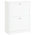 Armoire à Chaussures Meuble à Chaussures dim. 60L x 24l x 80H cm 2 Portes abattantes Blanc-0