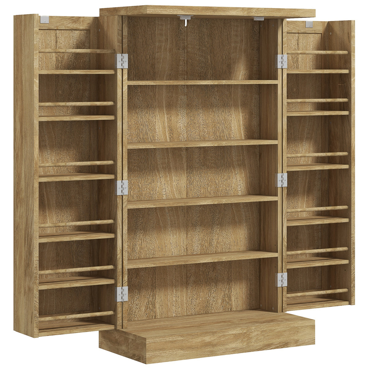 Buffet cuisine meuble cuisine rangement avec 12 étagères à portes étagères réglables 60 x 30 x 104 cm effet bois naturel-0