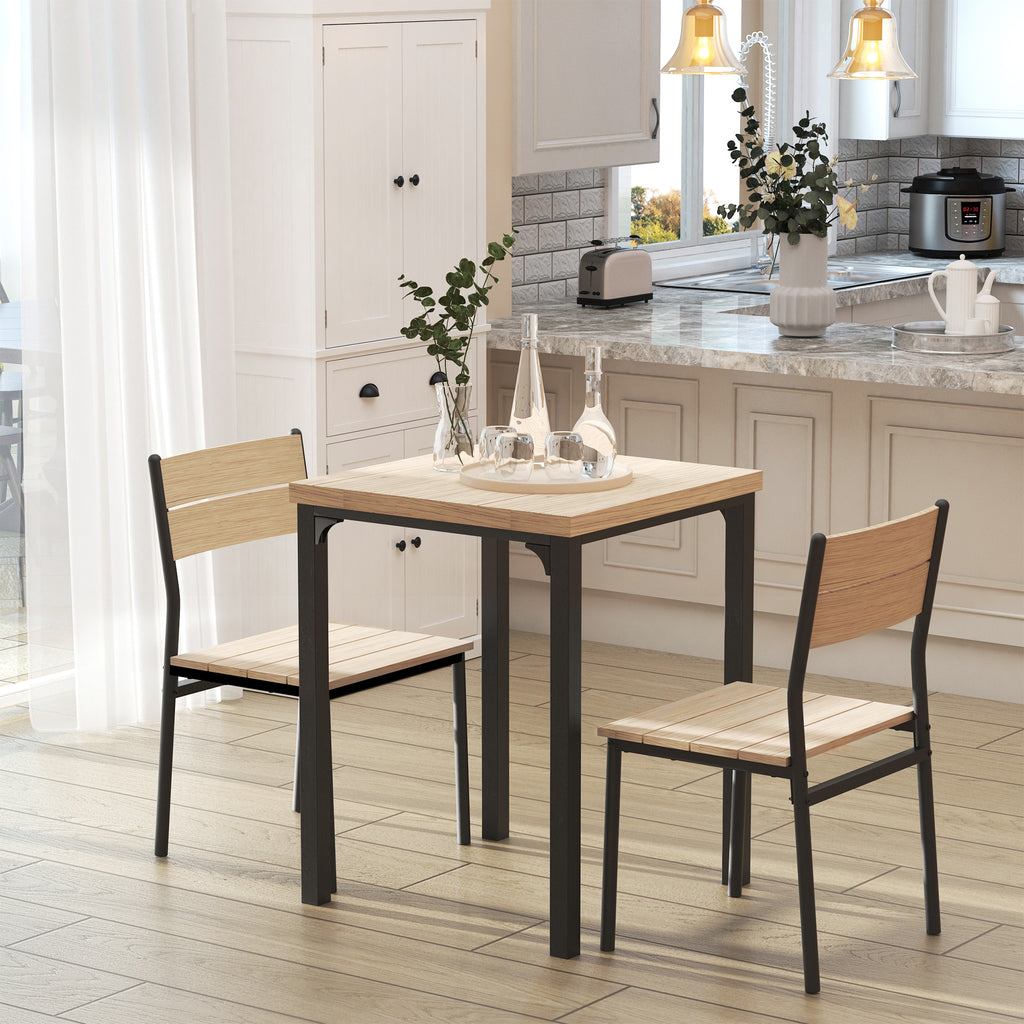 Ensemble table et chaises pour 2 personnes, table de cuisine avec chaises, table à manger 3 pièces avec 2 chaises encastrables, pour cuisine salon maison, bois de chêne clair-9