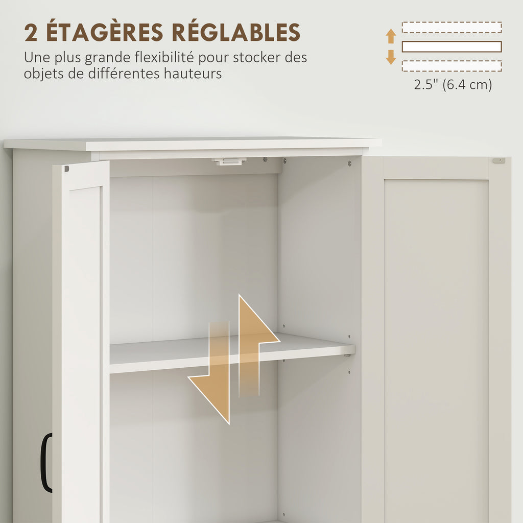 Buffet de cuisine armoire de cuisine contemporaine multi-rangements 2 placards 3 étagères MDF panneaux particules blanc-5