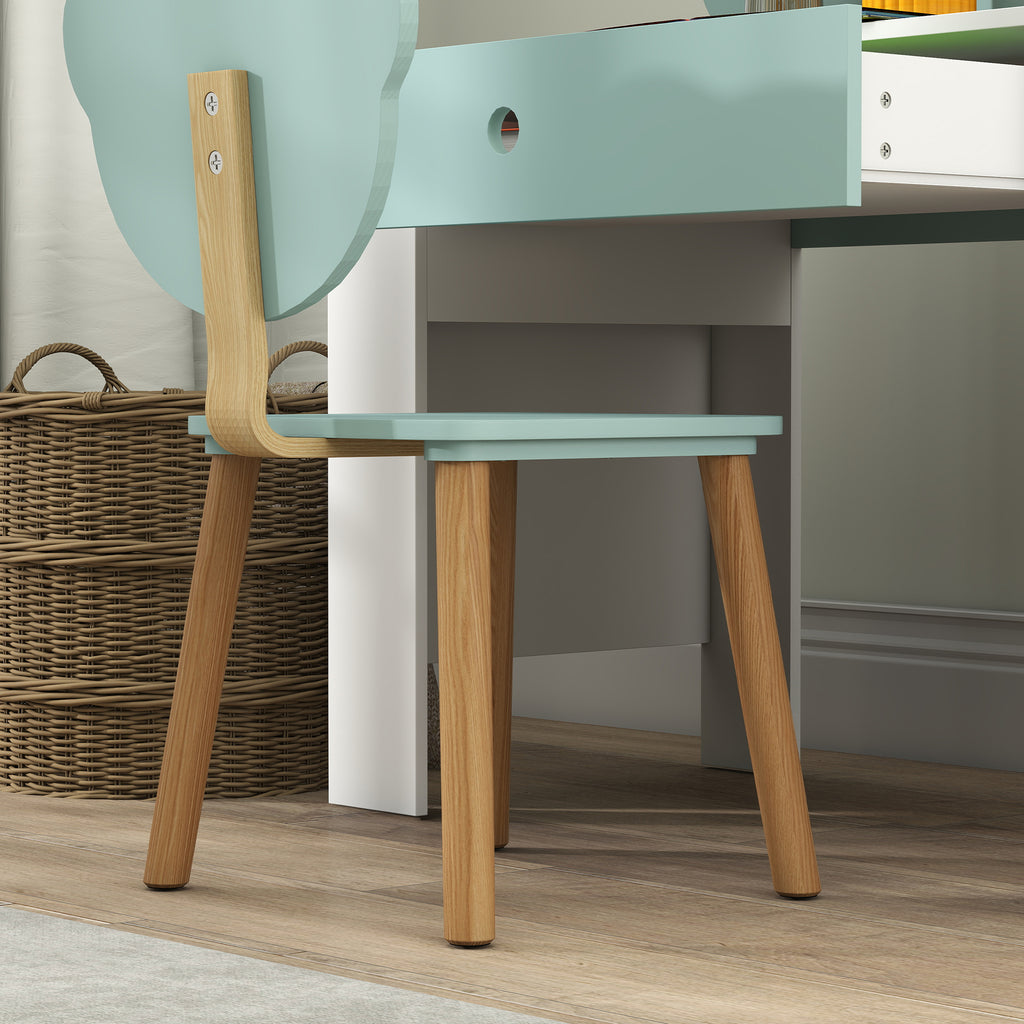 Bureau enfant avec chaise, table enfant et chaise avec tiroir et large plateau, 80 x 41 x 74,5 cm, vert-7