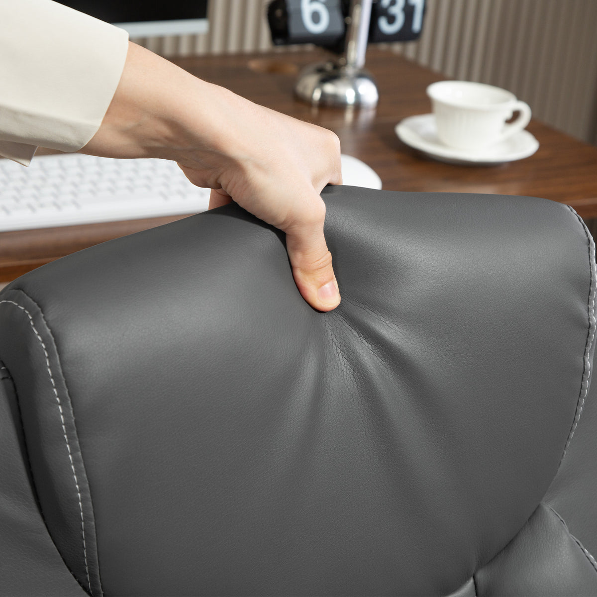 Fauteuil de bureau, chaise bureau ergonomique avec accoudoirs relevables, hauteur réglable, fonction de bascule, gris-8