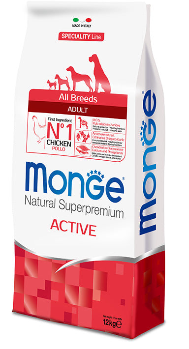 MONGE SPECIALITY LINE ADULT ALL BREEDS ACTIVE 12 KG.