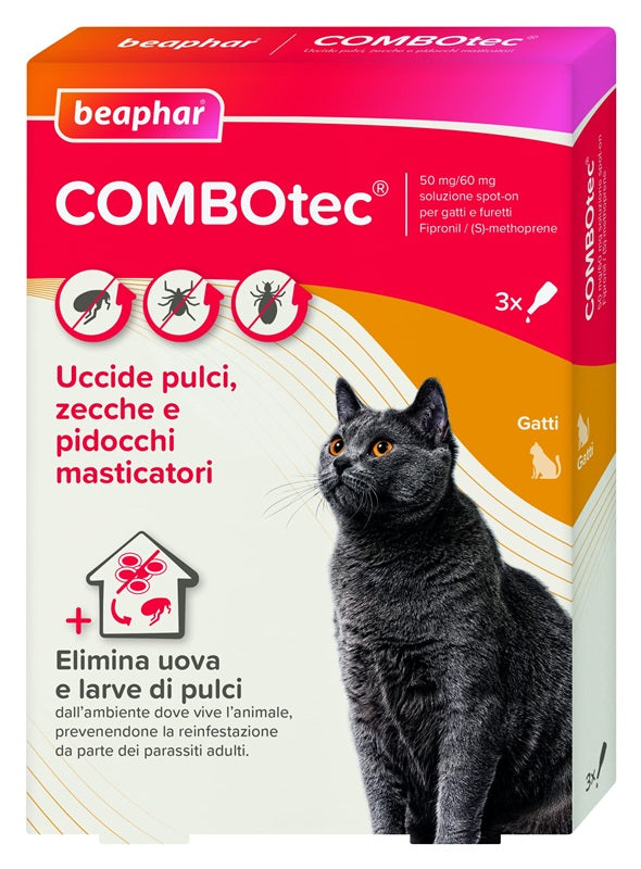 BEAPHAR COMBOTEC SPOT-ON PER GATTI 3 PIPETTE DA 0,50 ML.