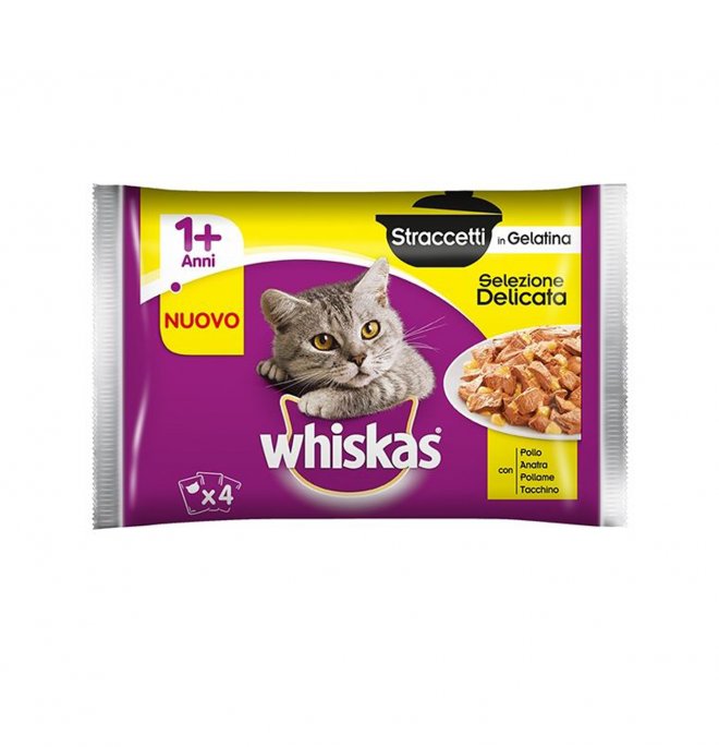 WHISKAS STRACCETTI SELEZIONE DELICATA 4 x 85 GR.