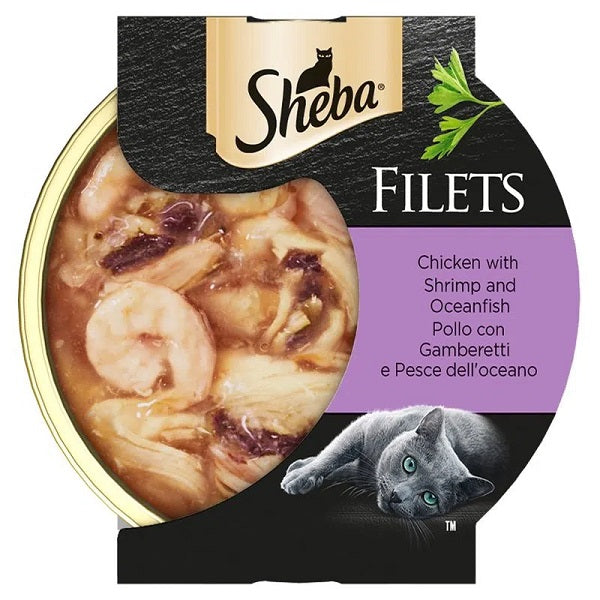 SHEBA FILETS POLLO, GAMBERETTI & PESCE DELL'OCEANO 60 GR.