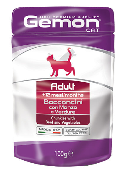 GEMON CAT ADULT MANZO & VERDURE 100 GR.