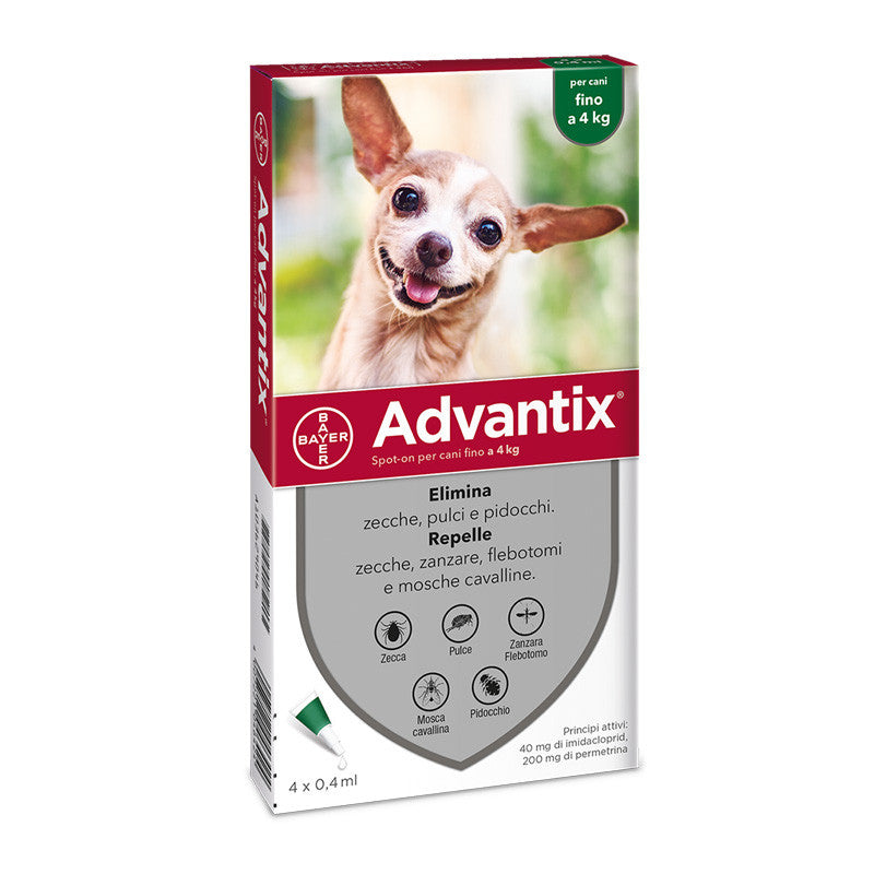 ELANCO ADVANTIX SPOT-ON PER CANI FINO A 4 KG. 4 PIPETTE