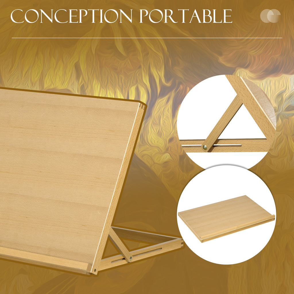Chevalet de table en bois pour formats A2, chevalet de table réglable en bois de hêtre, 75,8x51,4x51cm, bois naturel-6