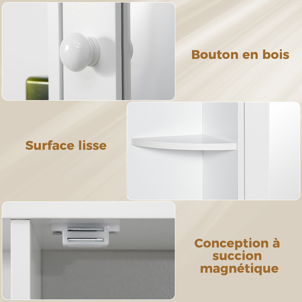 Armoire Murale avec Miroir Salle de Bain Meuble Miroir avec Rangement Toilettes 1 Porte + étagères latérales-7