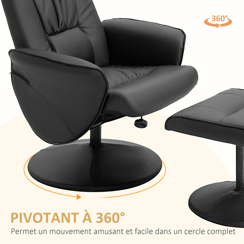 Fauteuil relax avec repose-pied fauteuil de relaxation relaxant pivotant 360° et dossier inclinable pour TV-4