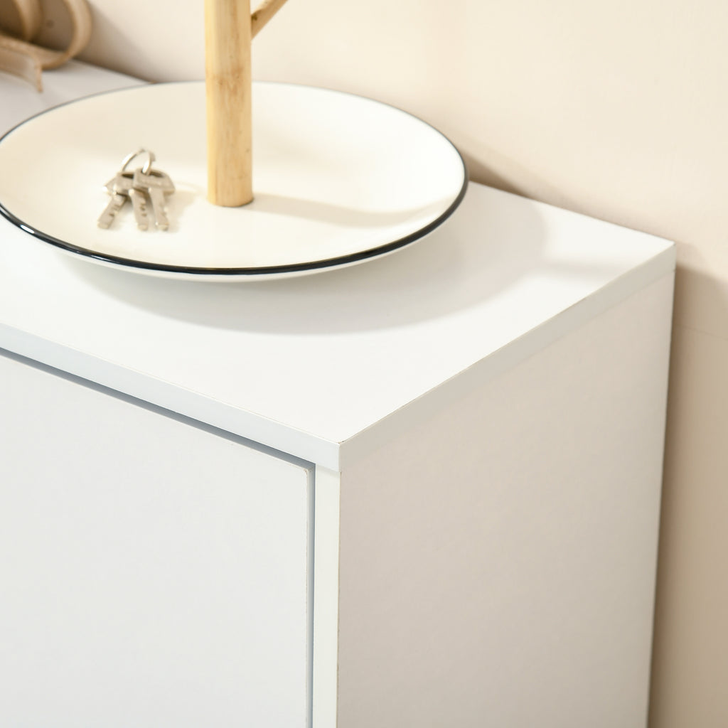Armoire à Chaussures Meuble à Chaussures dim. 60L x 24l x 80H cm 2 Portes abattantes Blanc-7