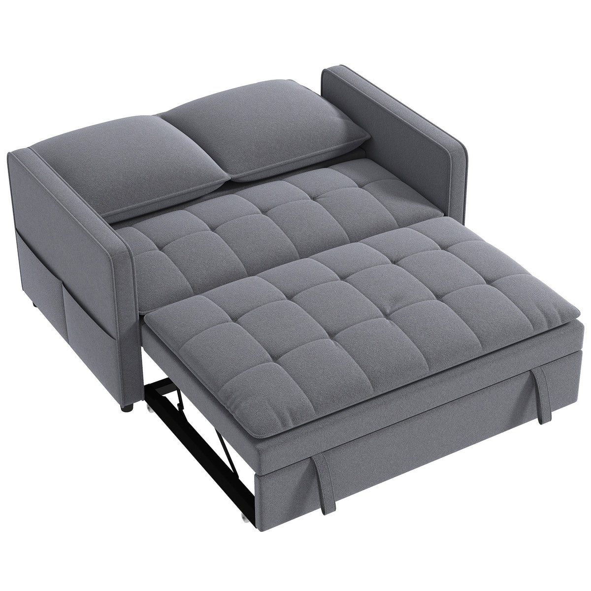 Canapé Convertible 2 Places, Canapé-Lit Clic-Clac 130 cm, Dossier Réglable, Poches Latérales, Gris Foncé-0