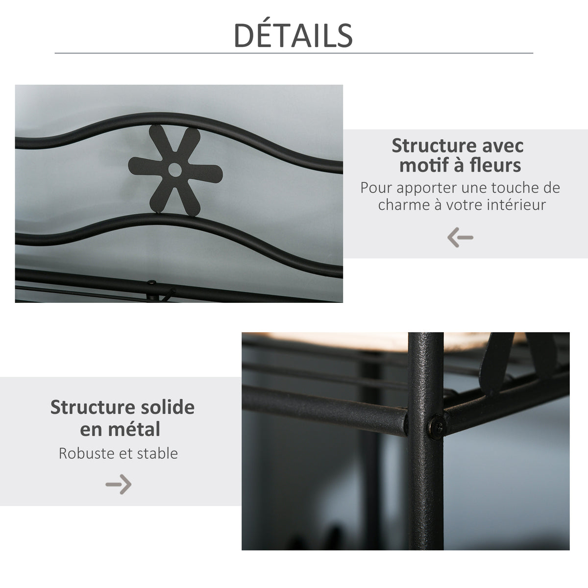 Armoire Chambre adulte Penderie Vêtement Dressing Multi Rangements 5 étagères 84L x 42l x 159H cm métal Noir 2 Rideaux Blanc-6