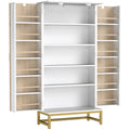 Armoire de cuisine meuble cuisine rangement avec 12 étagères à portes, étagères ajustables, 58x29x119,5cm, blanc-0