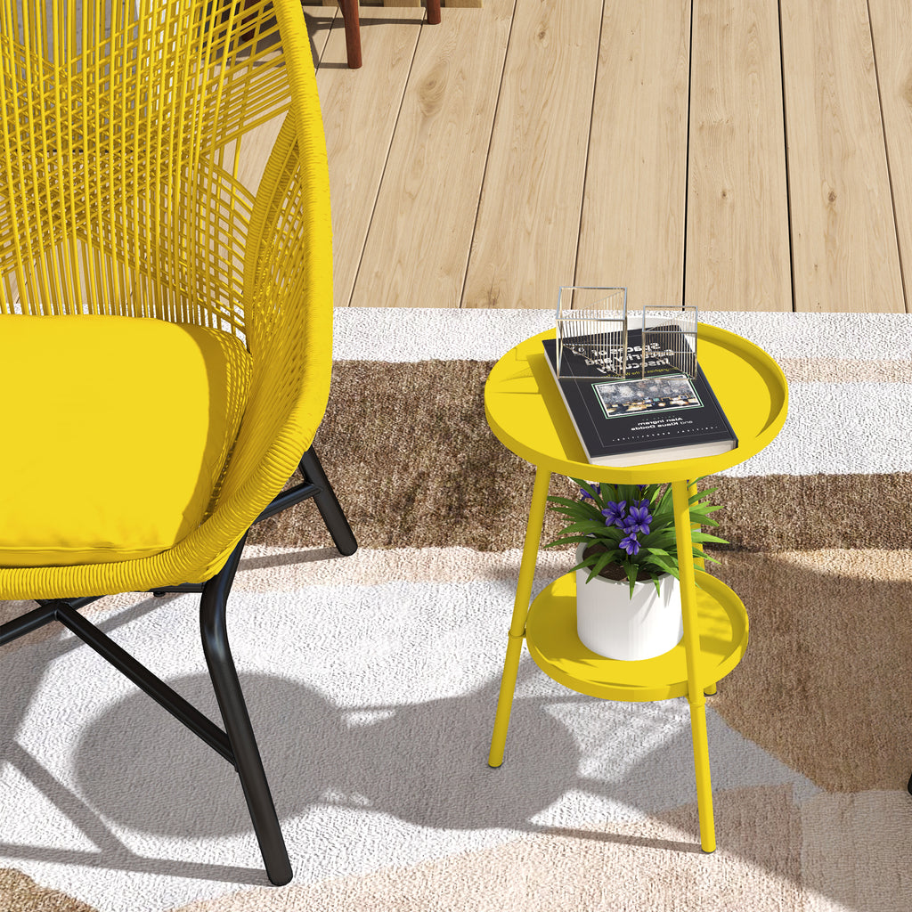 Petite table d'appoint ronde à 2 niveaux table de jardin pour terrasse salon balcon en métal Ø 32 x 51 cm jaune-8