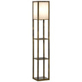 Lampadaire étagère Lampe étagère 26L x 26l x 160H cm 3 étagères 4 Niveaux MDF Blanc et Marron-0