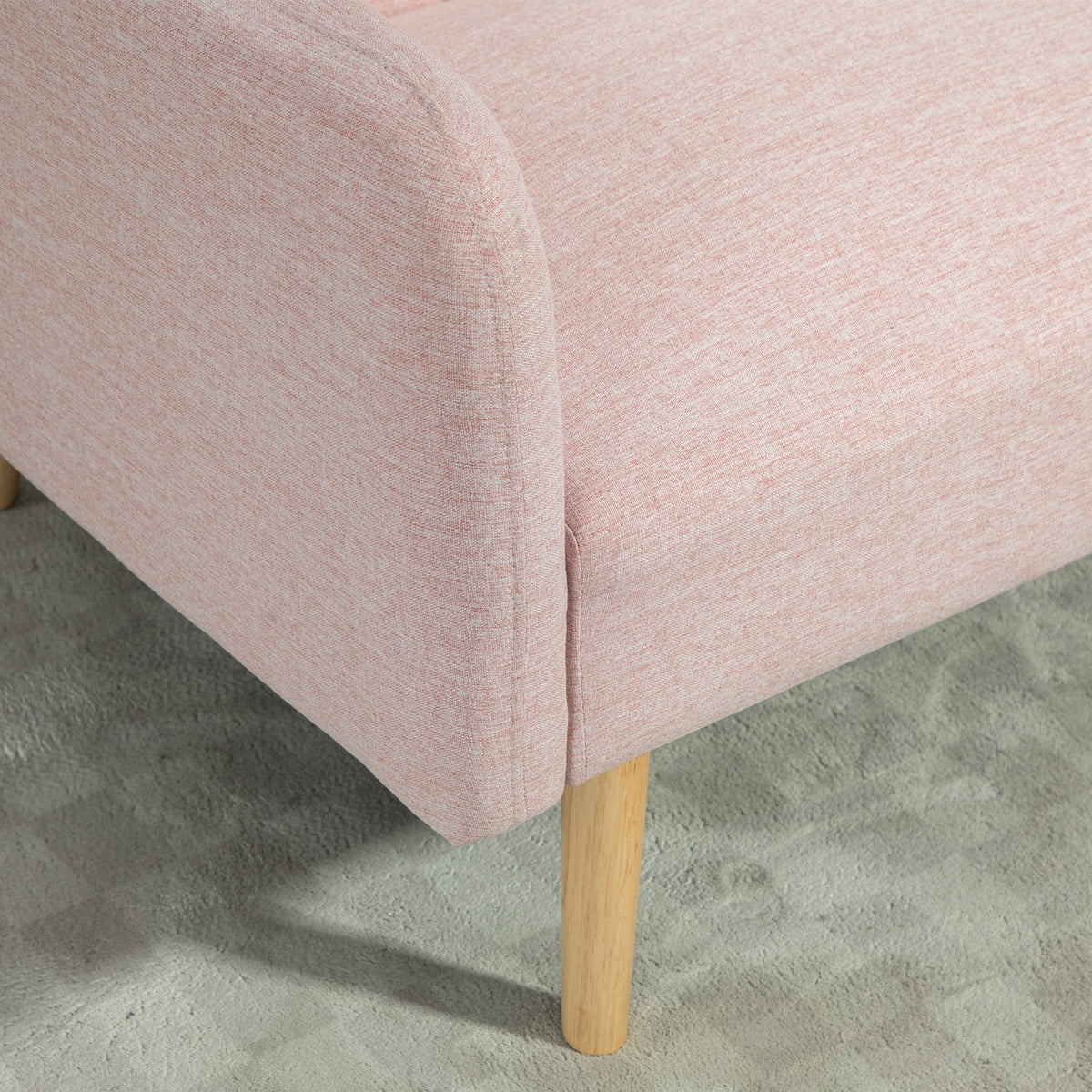 Canapé Convertible 2 Places Design scandinave Dossier inclinable 3 Positions Pieds Bois Tissu Aspect Lin Rose-8