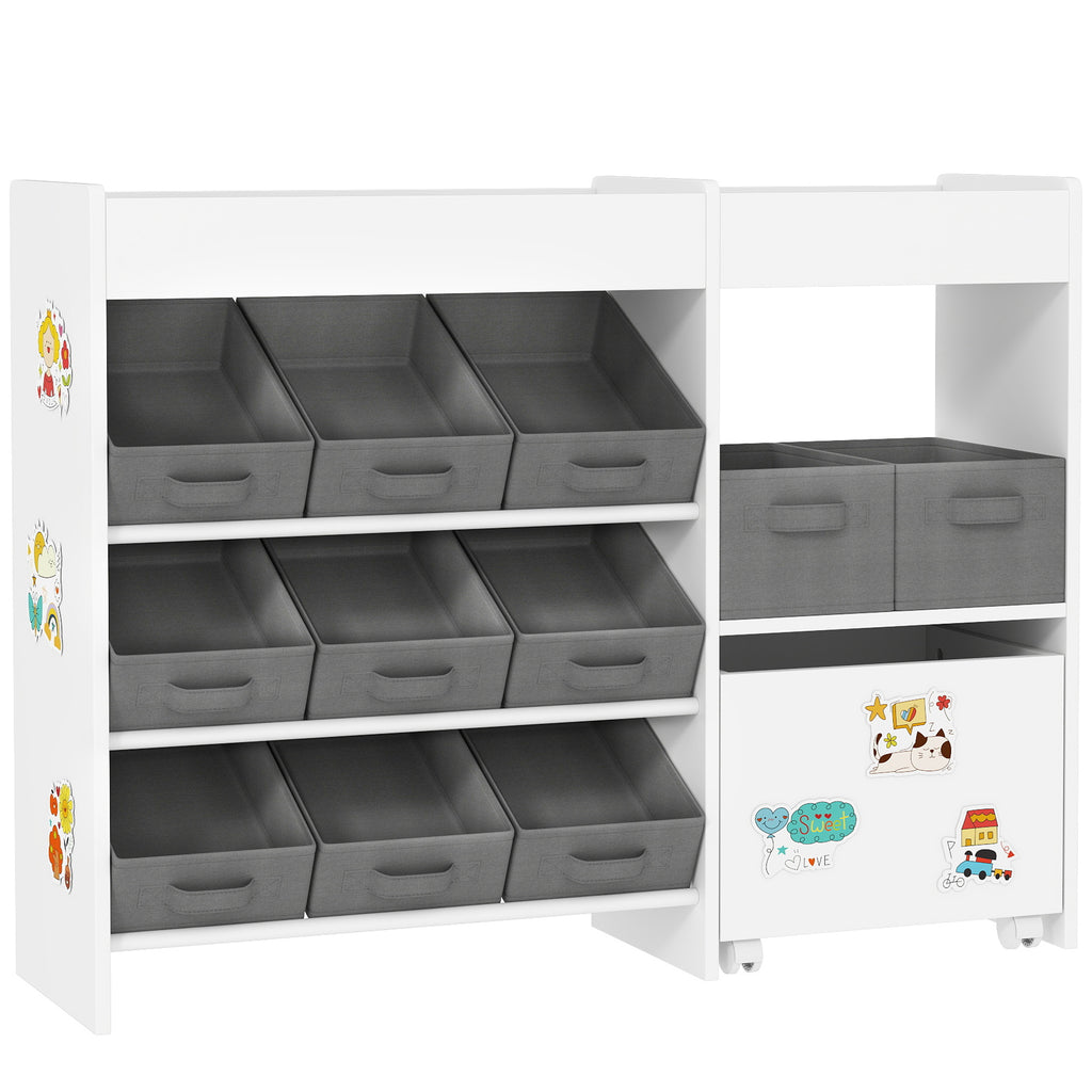 Étagère à jouets pour enfants étagère à livres 11 bacs de rangements en tissu non tissé 105 x 30 x 80 cm blanc-0
