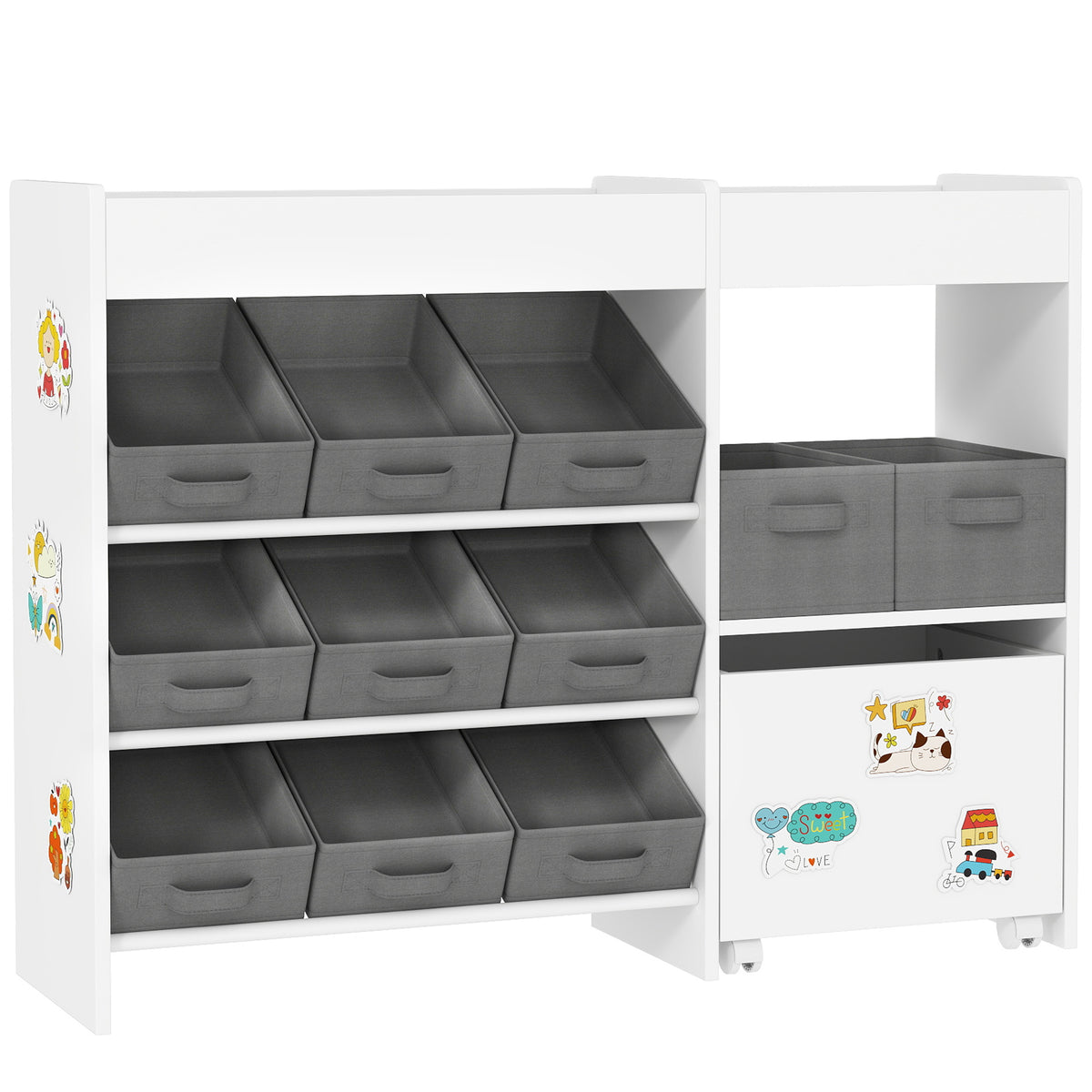 Étagère à jouets pour enfants étagère à livres 11 bacs de rangements en tissu non tissé 105 x 30 x 80 cm blanc-0