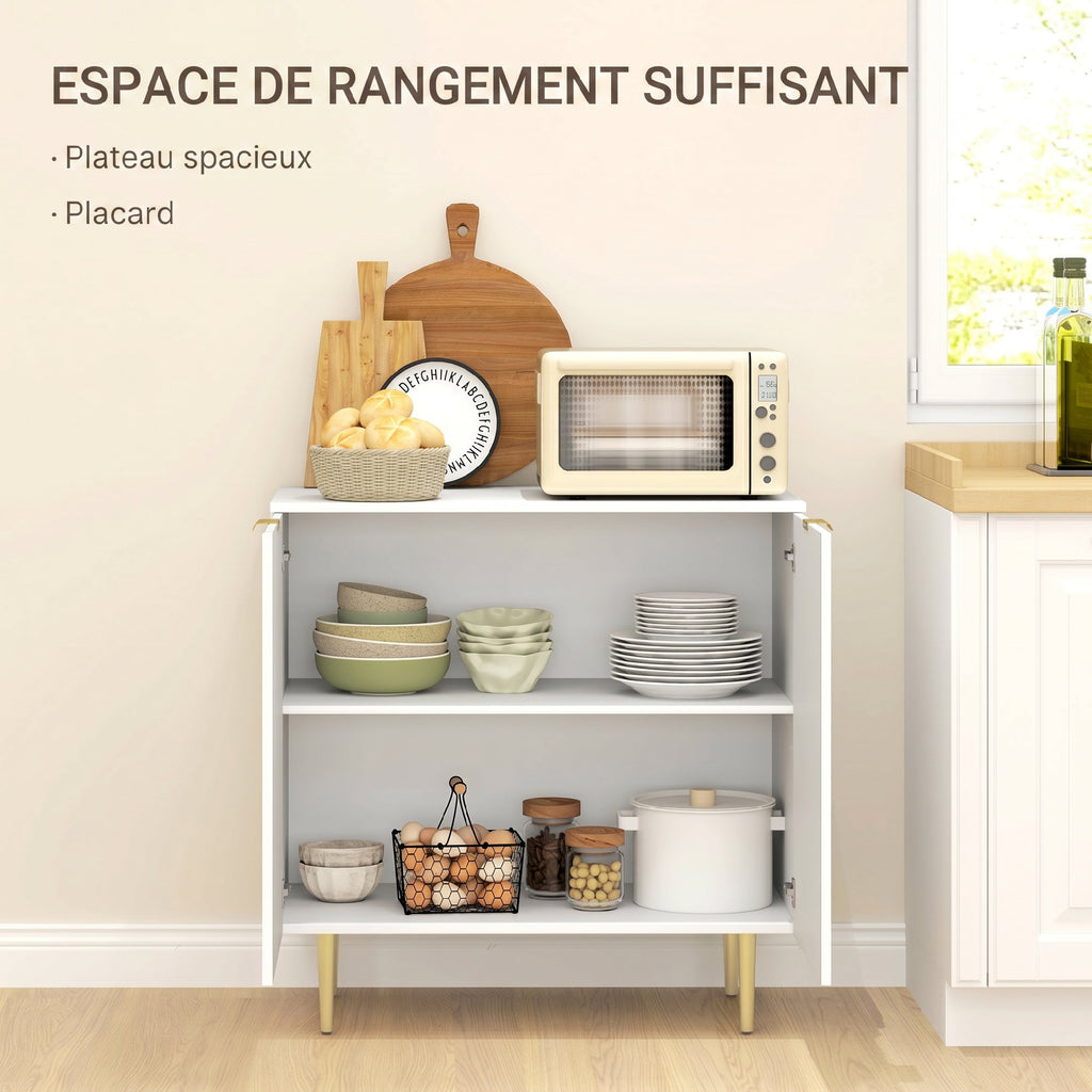 Buffet Cuisine, Meuble de Rangement avec 2 Portes, Étagère Réglable, Pieds Métalliques Surélevés, 80 x 40 x 80 cm, Blanc-3