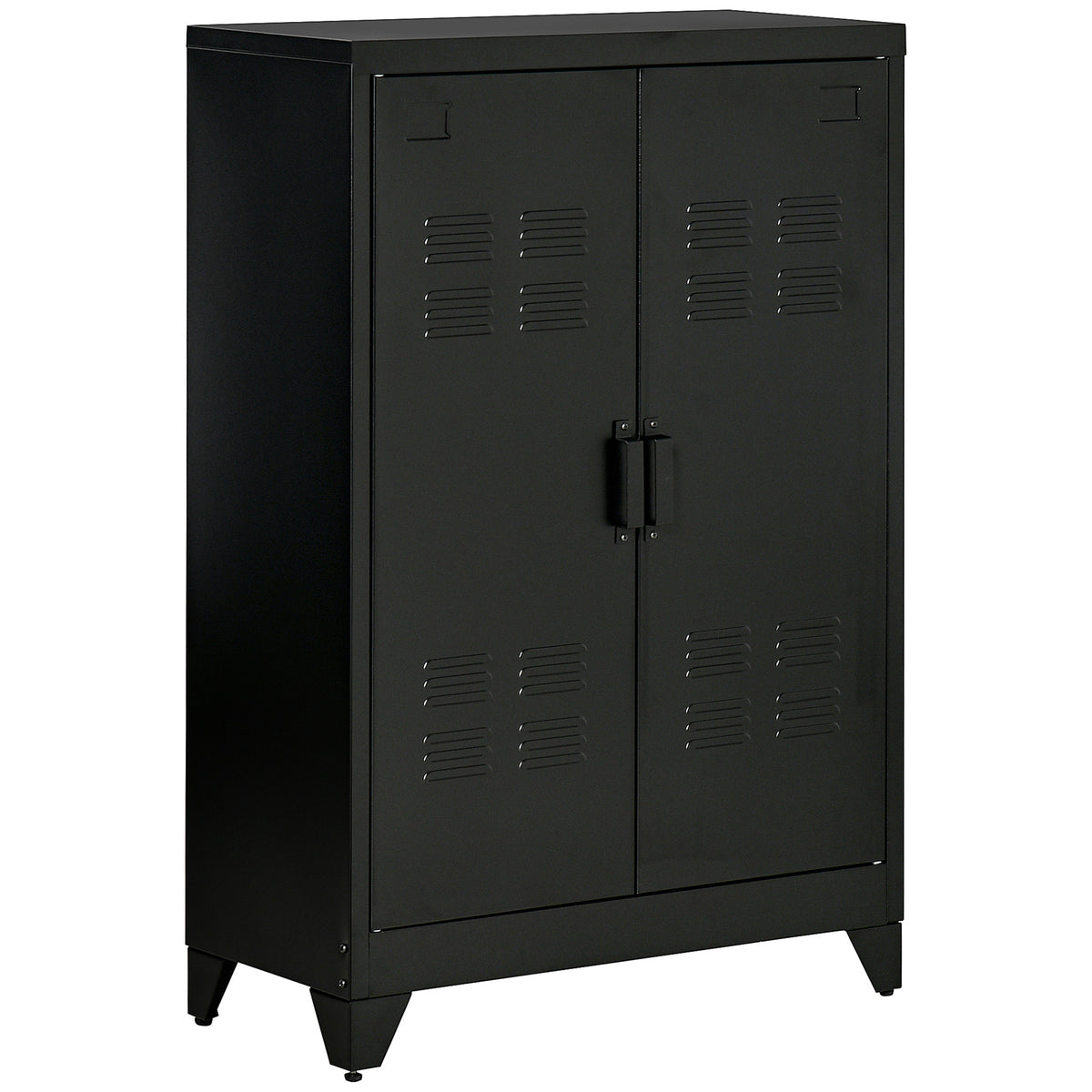 Armoire de Rangement métal Garde-robe Caisson de dossier Armoire Bureau sur pied Style Industriel - 2 étagères - Noir-0
