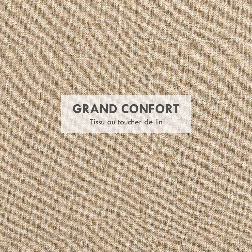Pouf rond repose-pieds tabouret avec coffre de rangement, plateau réversible, meuble 3 en 1 pied en bois beige-5