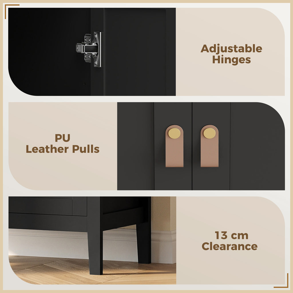 Buffet cuisine, meuble cuisine rangement haut avec LED réglable et détecteur de mouvement, 80 x 40 x 176,5 cm, noir-7