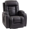 Fauteuil inclinable de massage et chauffage, fauteuil de relaxation, dossier réglable, pivotant 360°, 82x99x103cm, marron-0