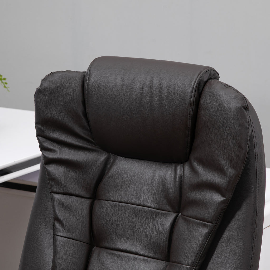 Fauteuil de bureau massant et chauffant électrique fauteuil bureau ergonomique revêtement synthétique brun-8