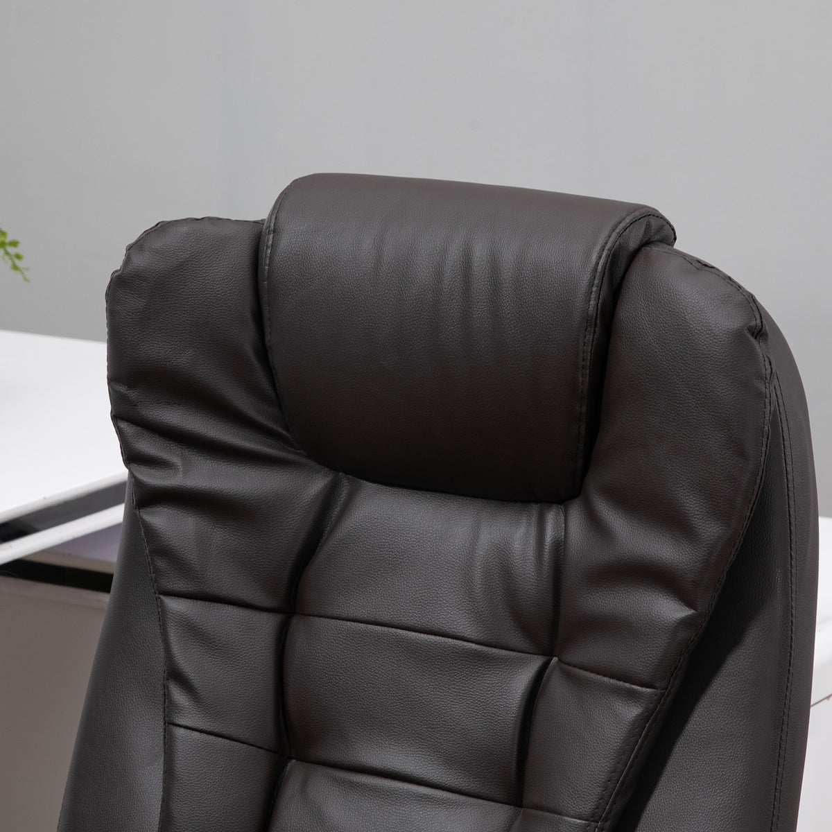 Fauteuil de bureau massant et chauffant électrique fauteuil bureau ergonomique revêtement synthétique brun-8