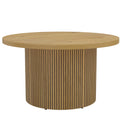 Table basse ronde en bois, table de salon avec piètement cannelé, style moderne, effet bois naturel-0