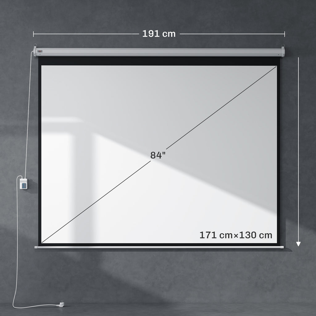 Écran vidéoprojecteur 84 Pouces, 4:3 4K HD écran de projection motorisé et électrique, écran de projection tv et home cinéma, montage mural ou plafond, panneau de commande et télécommande-2
