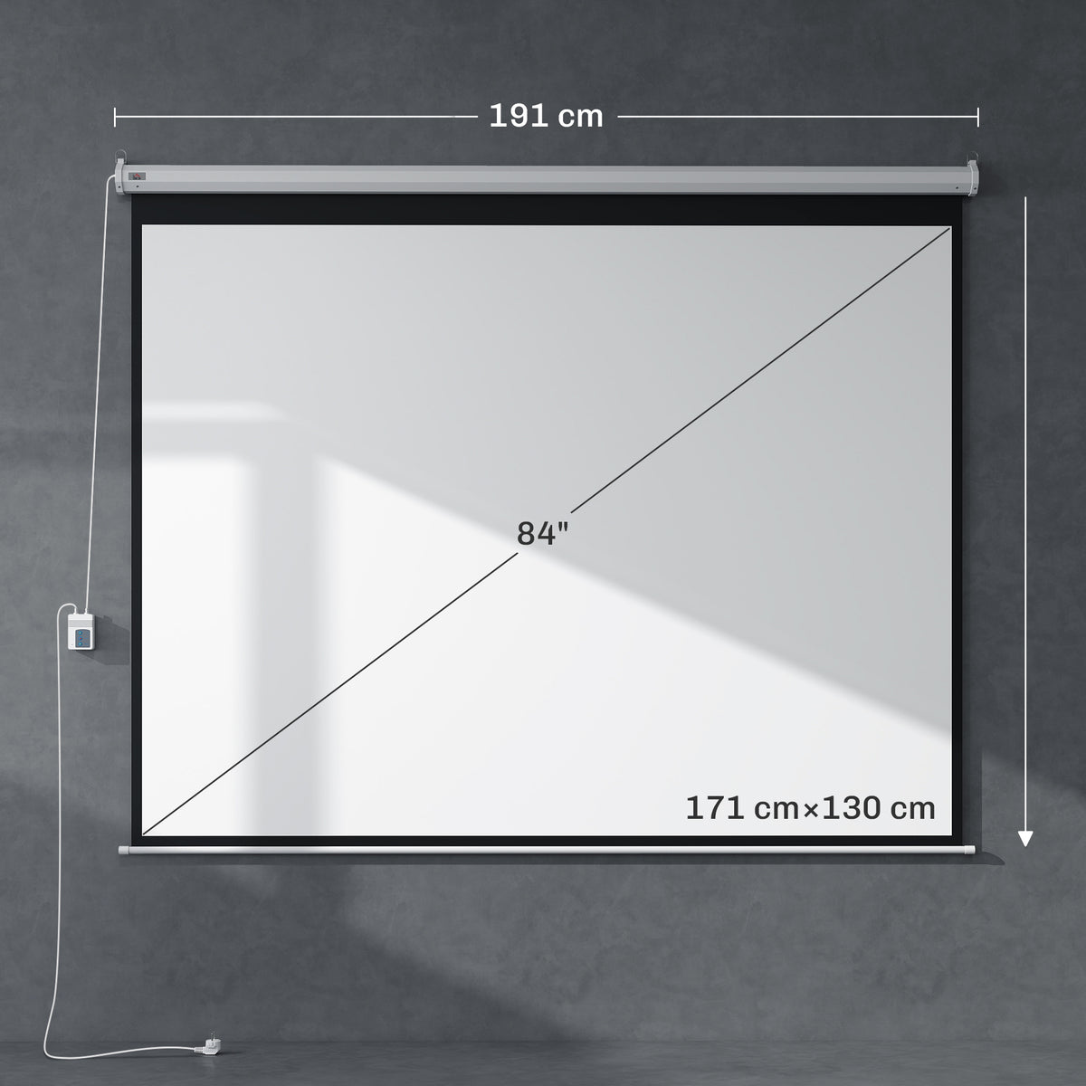 Écran vidéoprojecteur 84 Pouces, 4:3 4K HD écran de projection motorisé et électrique, écran de projection tv et home cinéma, montage mural ou plafond, panneau de commande et télécommande-2