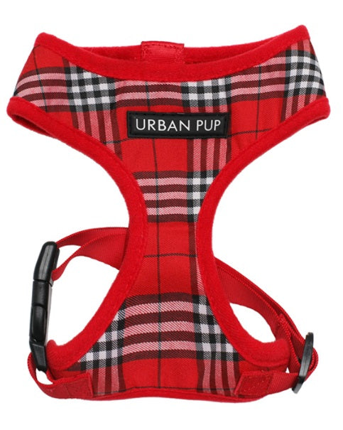 URBAN PUP PETTORINA IN TESSUTO SCOZZESE TARTAN ROSSO TG. XL (53-60 CM.)