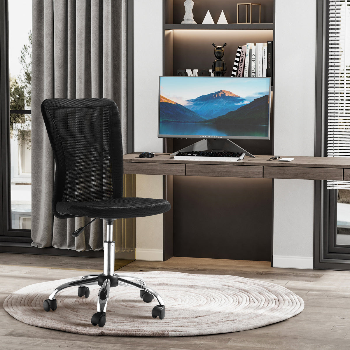 Chaise de Bureau Ergonomique, Fauteuil de Bureau, Hauteur Réglable, Piètement Chromé Noir-8