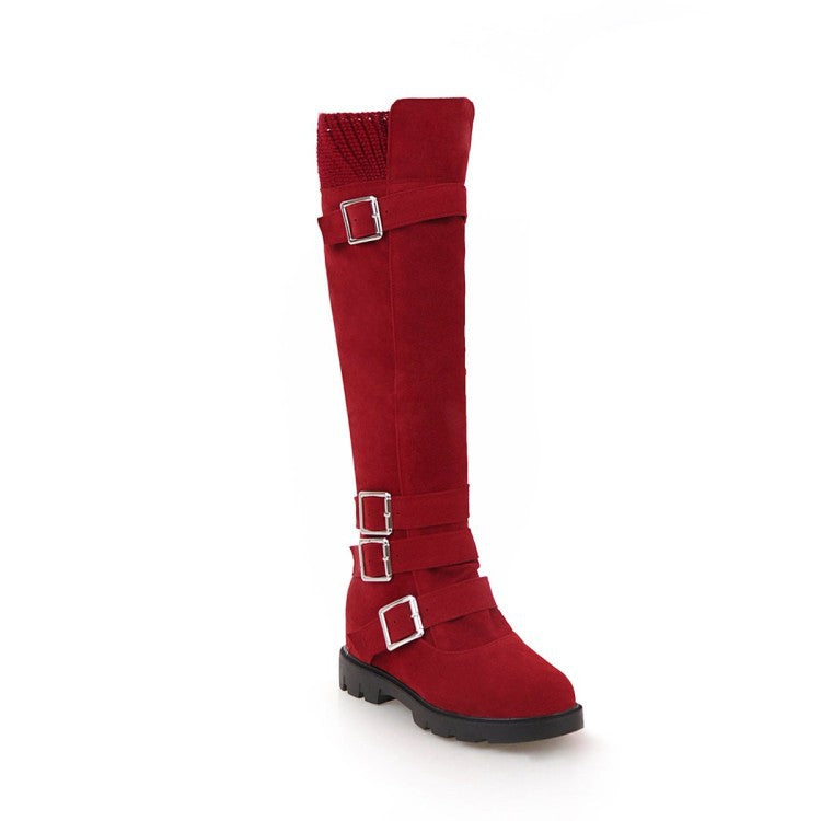 British Belt Buckle High Top Martin Boots Women-8