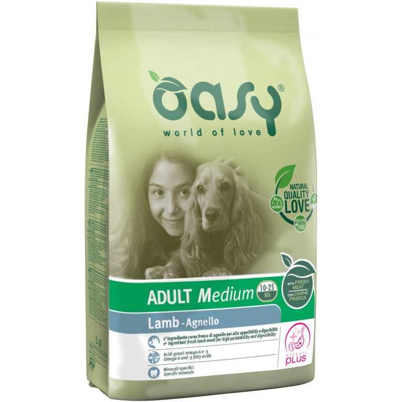 OASY DOG ADULT MEDIUM AGNELLO 12 KG.
