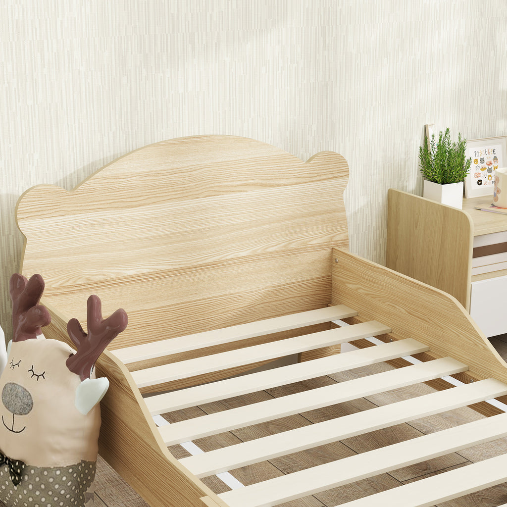 Lit enfant 70x140 cm avec barrières de sécurité thème d'ours pour garçons, filles, âgés de 3 à 6 ans, bois naturel-8