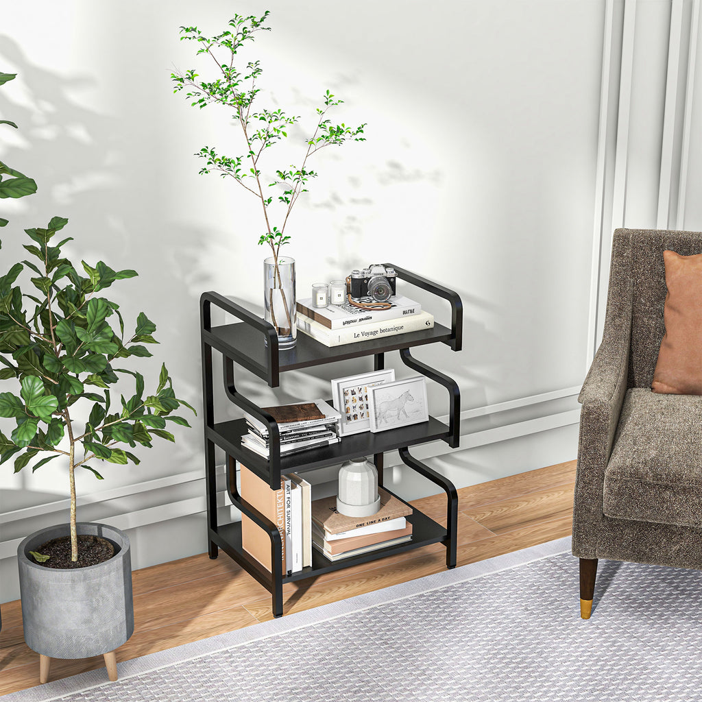 Étagère de rangement à 3 niveaux étagère en métal design industriel structure en acier 55 x 40 x 77 cm Noir-6