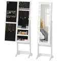 Armoire à bijoux armoire de rangement sur pieds boîte à bijoux avec miroir multi-rangements éclairage LED blanc-0