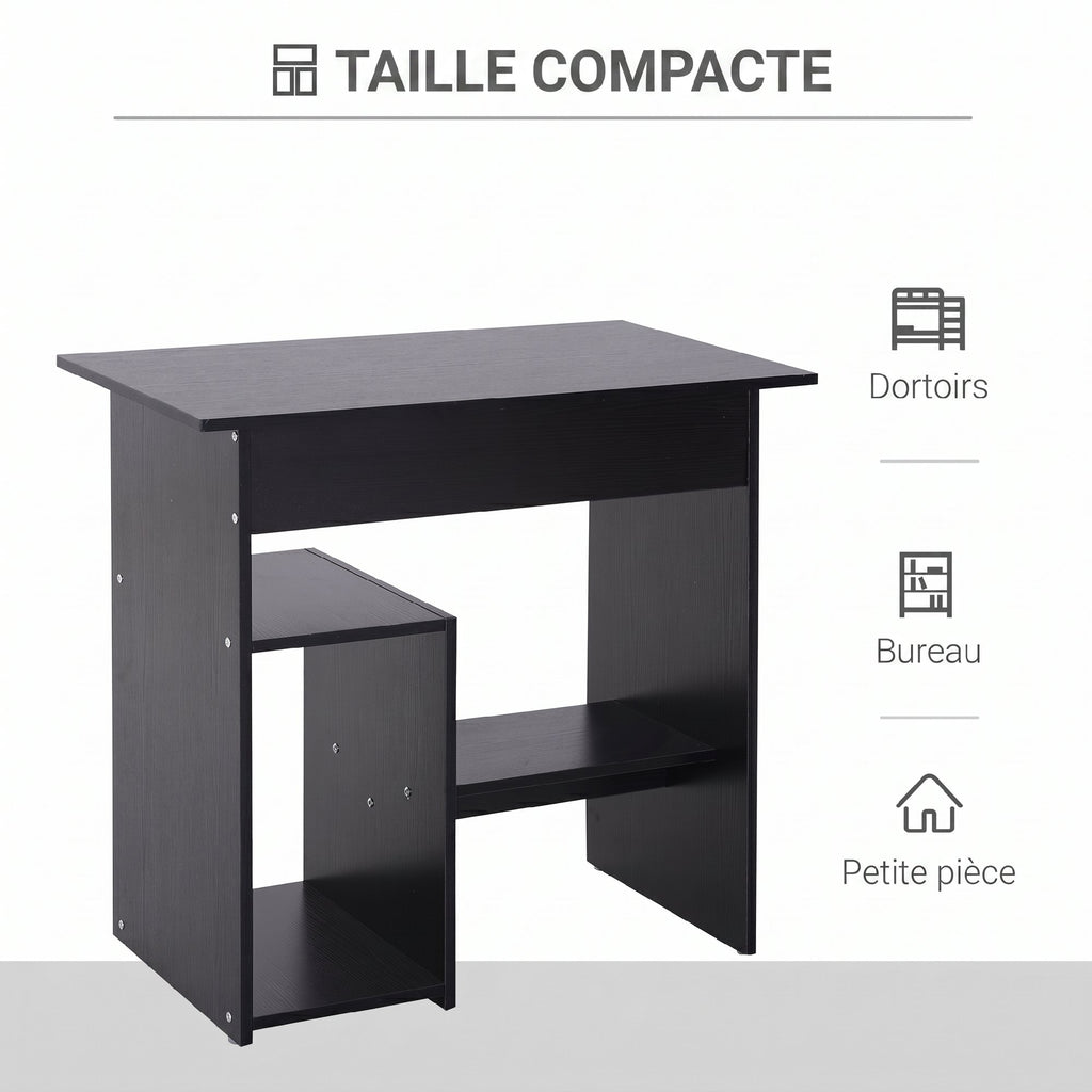Bureau d'ordinateur, bureau avec rangement, plateau pour clavier et support de moniteur, 80 x 45 x 75 cm, noir-4
