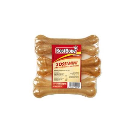 BEST BONE OSSO MINI IN PELLE BOVINA DA MASTICARE 3 PZ. DA 11 CM.